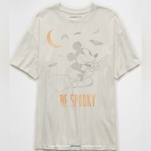 American Eagle AE Women’s Oversized The Mickey Mouse Graphic T-Shirt Grey XS/S